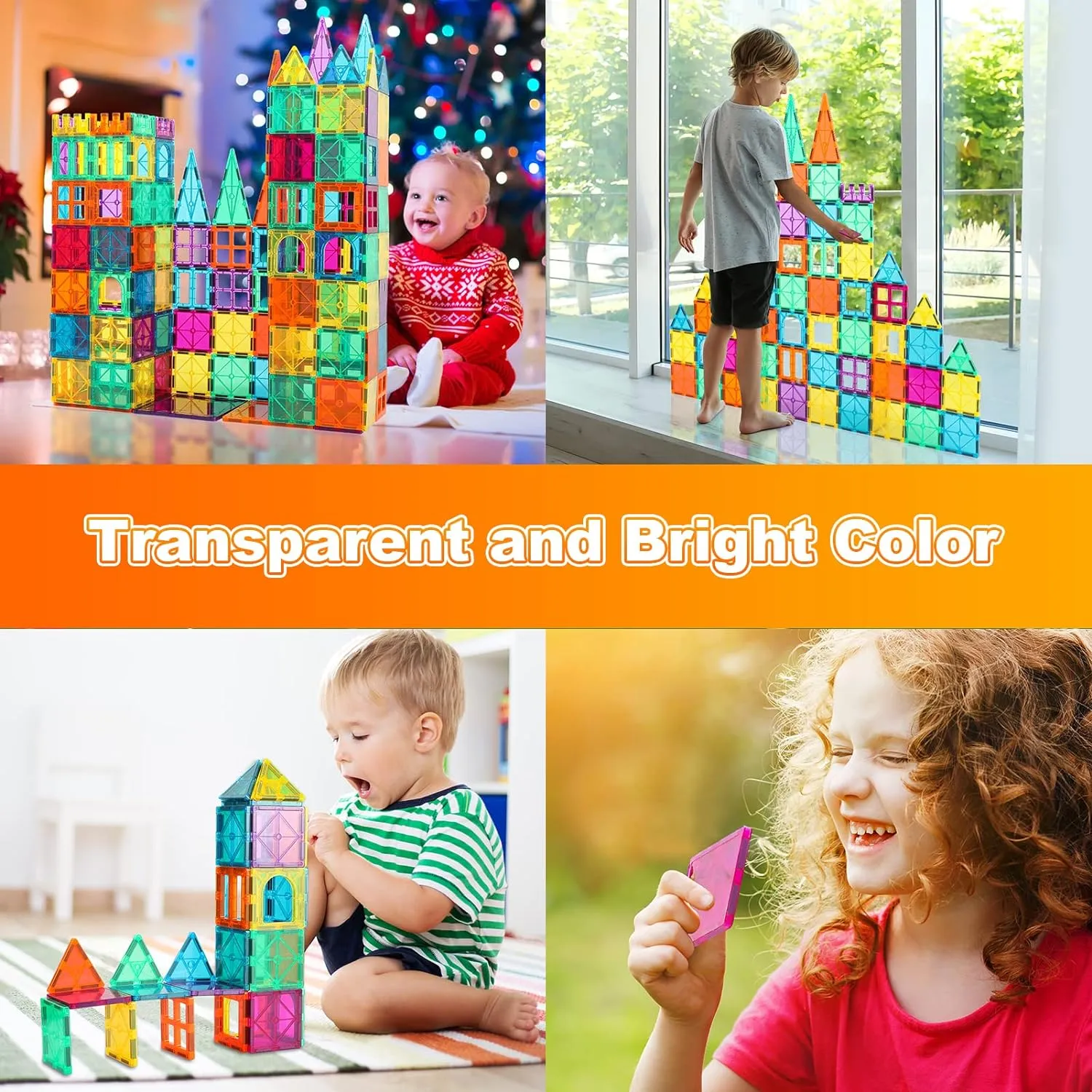 Bmag Magnetic Tiles, Building Blocks for Toddlers, 3D Magnet Building Blocks with 1 Car, STEM Educational Learning Building Blocks for Kids Children, Stacking Montessori Toys Gifts for Boys Girls
