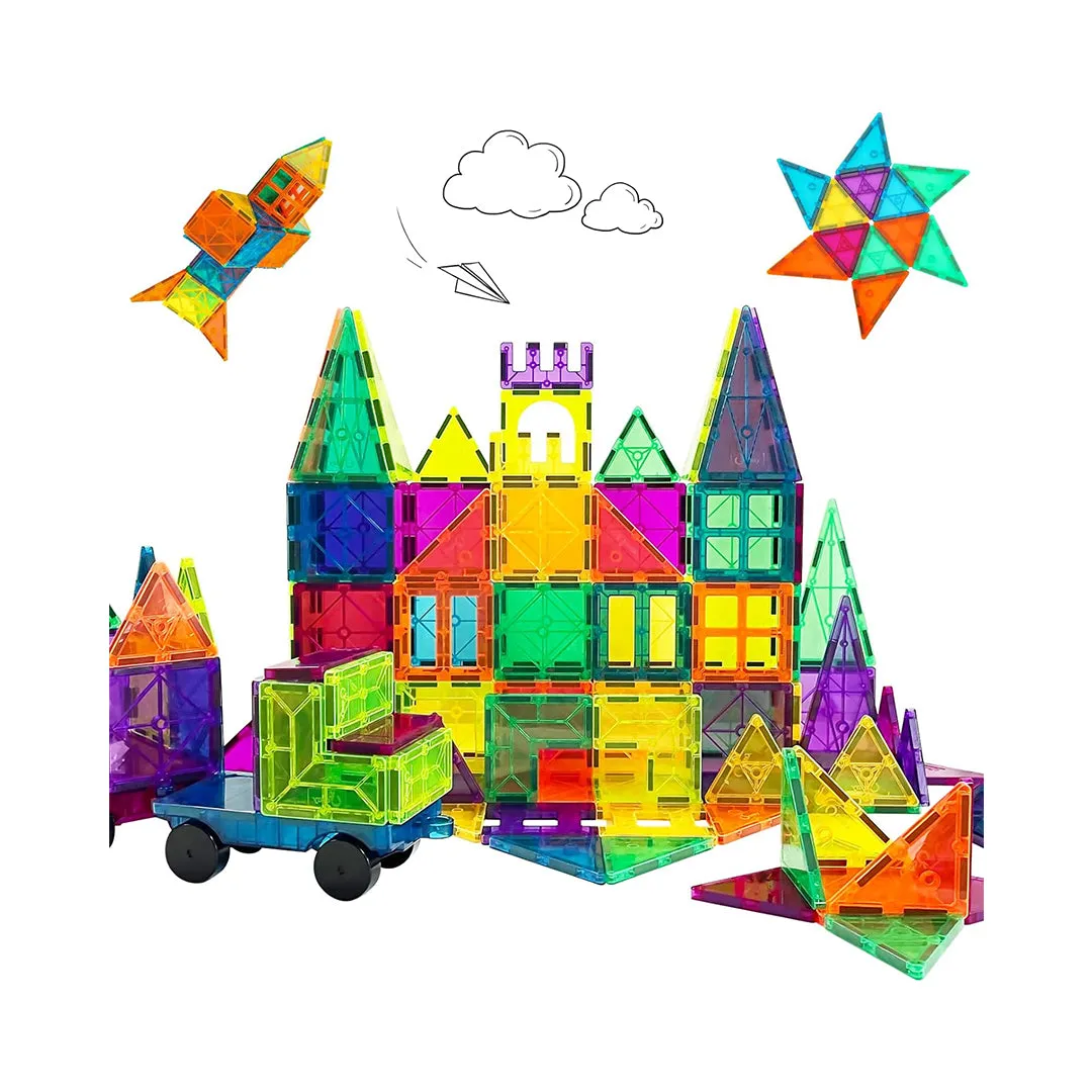 Bmag Magnetic Tiles, Building Blocks for Toddlers, 3D Magnet Building Blocks with 1 Car, STEM Educational Learning Building Blocks for Kids Children, Stacking Montessori Toys Gifts for Boys Girls