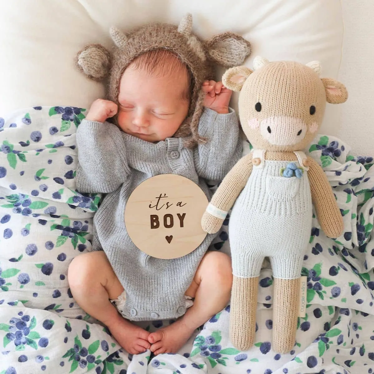 Cuddle   Kind Hand-Knit Doll - Asher the Cow