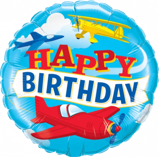 Happy Birthday Airplanes Foil Balloon