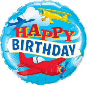 Happy Birthday Airplanes Foil Balloon