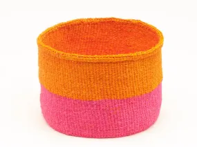 KALI: Orange & Neon Pink Duo Colour Block Woven Basket: Orange / M / Colour Block