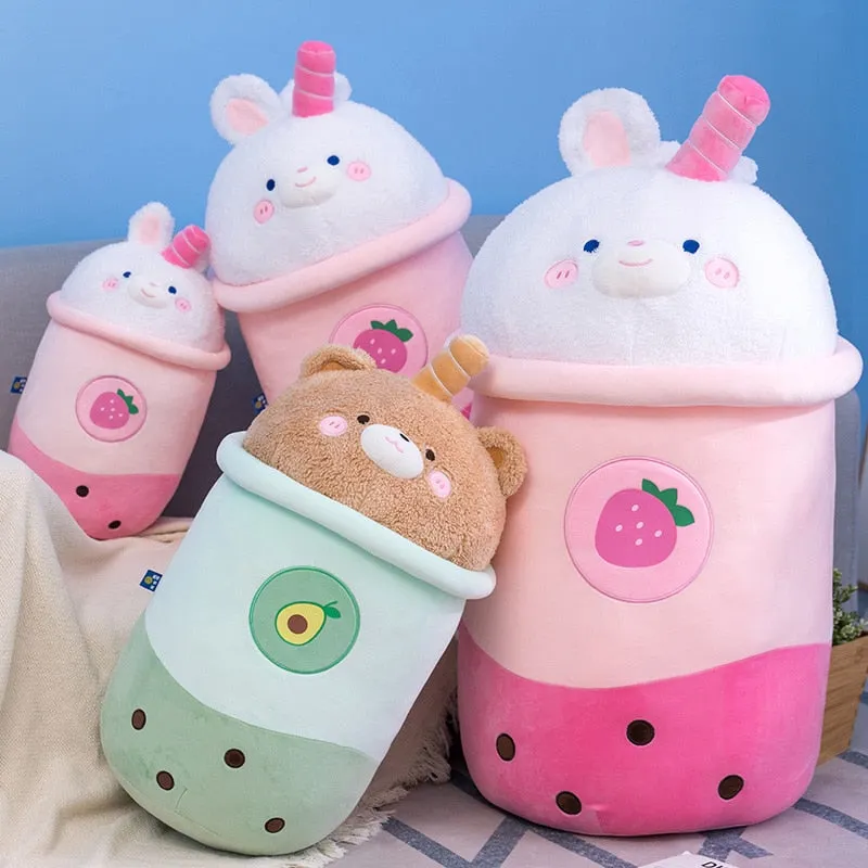Kawaii Bubble Tea Bunny Bear Lid Plushie