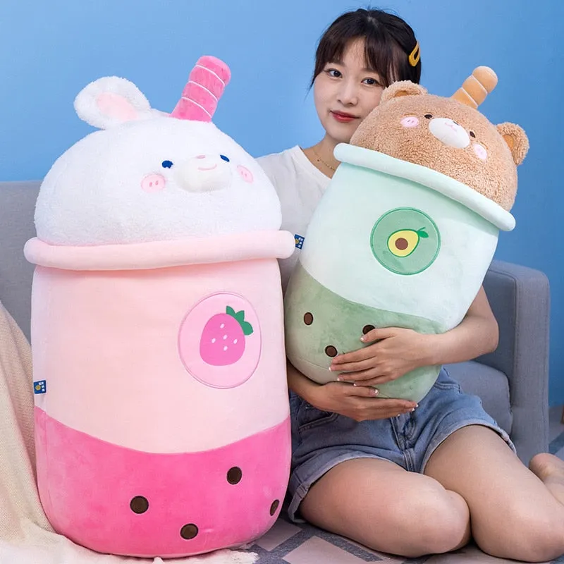 Kawaii Bubble Tea Bunny Bear Lid Plushie