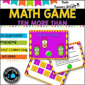NO PREP MATH GAME l TEN MORE THAN numbers to 20 l POWERPOINT GAME
