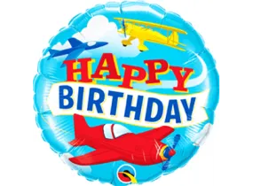 Qualatex 18 Inch Round Foil Balloon - Birthday Airplanes