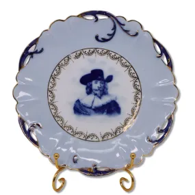 RC Rosenthal Lion D-or Portrait of Rembrandt 8" Lunch Plate Blue Gold 1891-1906
