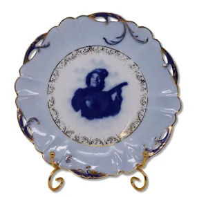 RC Rosenthal Lion D-or The Serenade of Fr Heals 8" Lunch Plate Blue Gold 1891-06